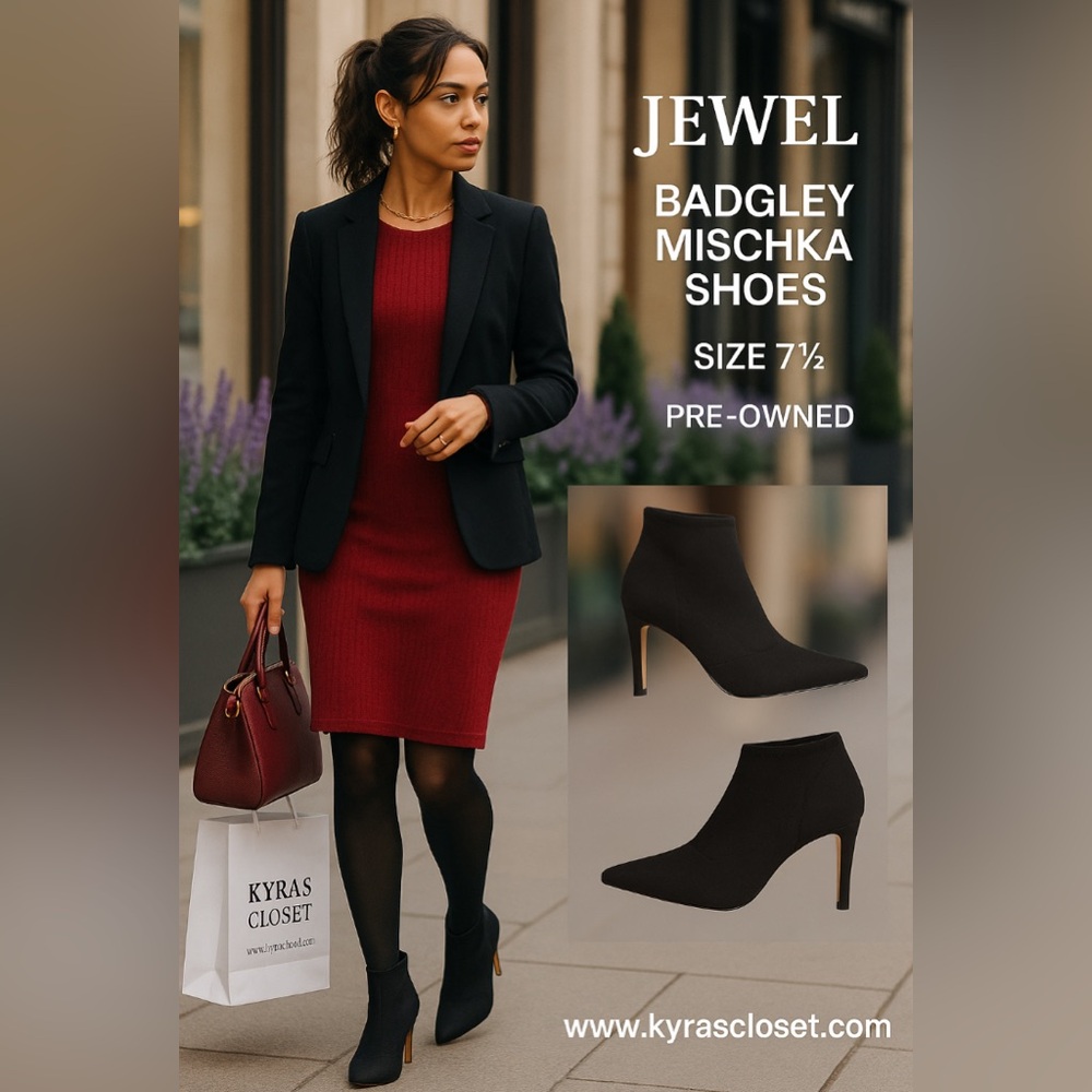 Jewel Badgley Mischka Women's Black Ankle Booties sz 7.5